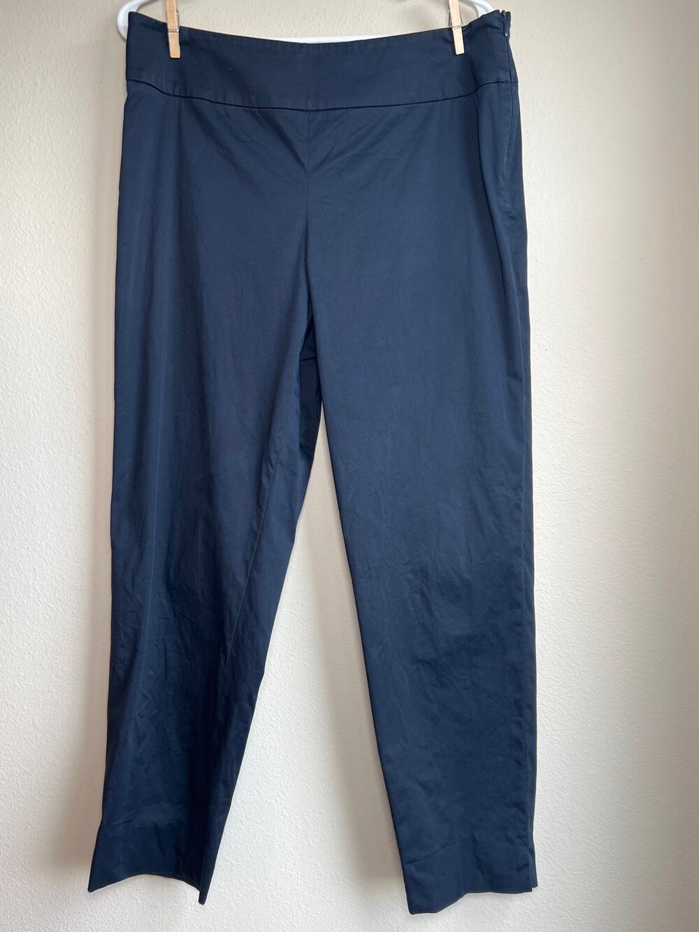 Talbots Collection Navy Blue Cotton Stretch Side Zip Straight Leg Pants Size 14